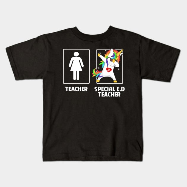 Special Education Teacher Unicorn Dabbing Funny Gift Kids T-Shirt by Tane Kagar